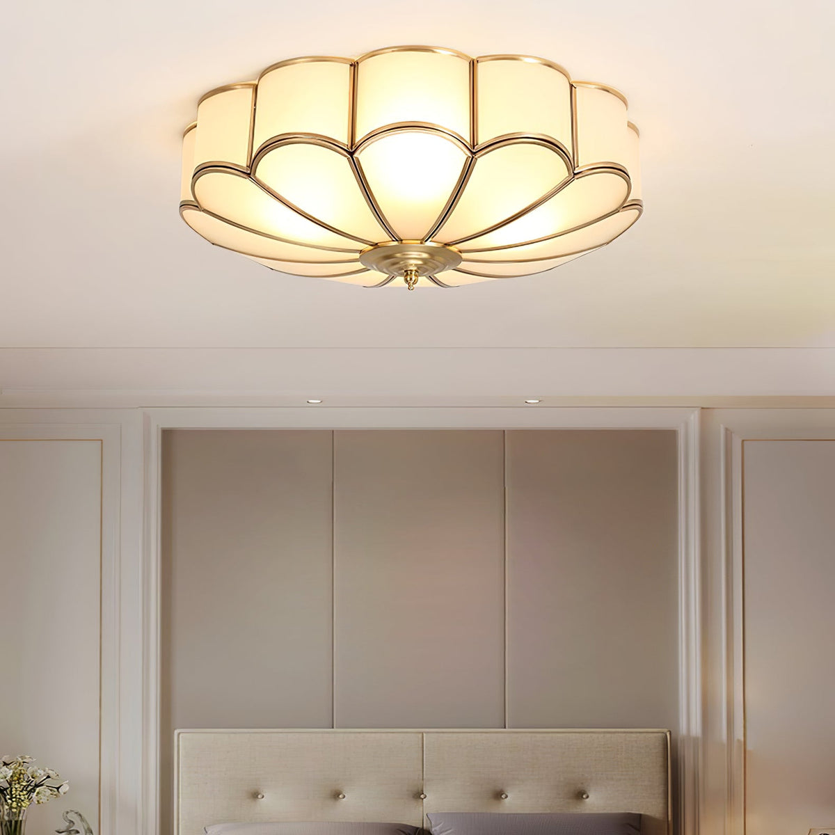 Art Deco Brass Glass Ceiling Light – Petal Bloom