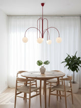 Modern Glass Chandelier – Six-Head Curved Arm