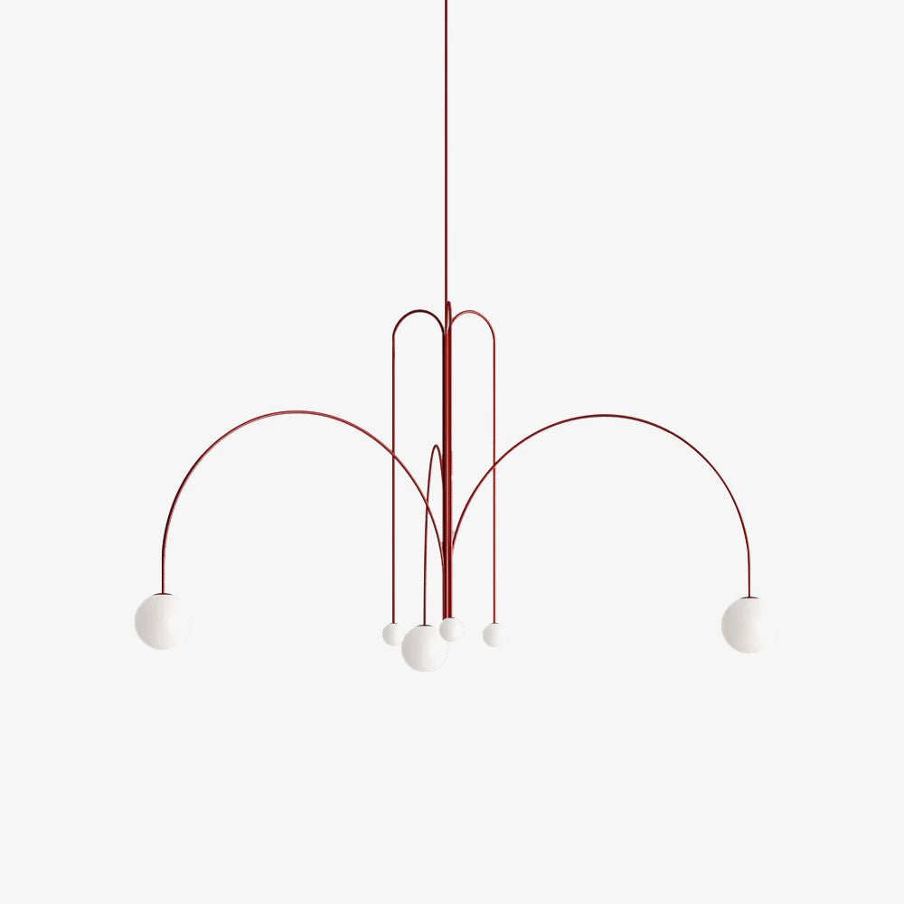 Modern Glass Chandelier – Six-Head Curved Arm