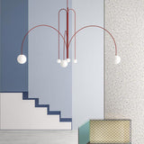 Modern Glass Chandelier – Six-Head Curved Arm