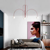 Modern Glass Chandelier – Six-Head Curved Arm