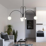 Modern Glass Chandelier – Six-Head Curved Arm