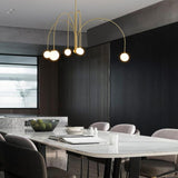 Modern Glass Chandelier – Six-Head Curved Arm