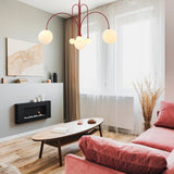 Modern Glass Chandelier – Six-Head Curved Arm