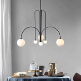 Modern Glass Chandelier – Six-Head Curved Arm