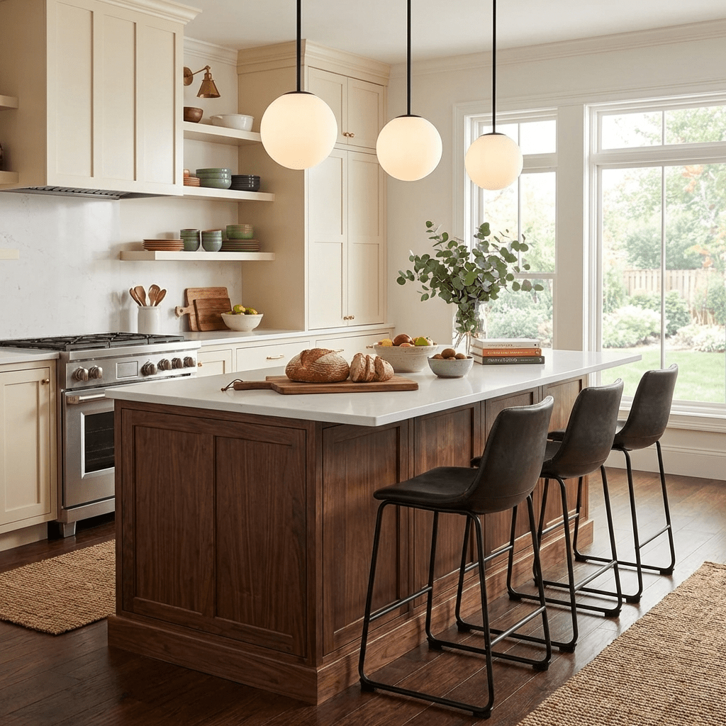 Modern Glass Chandelier – Six-Head Curved Arm