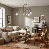 Modern Glass Chandelier – Six-Head Curved Arm