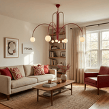 Modern Glass Chandelier – Six-Head Curved Arm