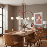 Modern Glass Chandelier – Six-Head Curved Arm
