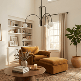 Modern Glass Chandelier – Six-Head Curved Arm