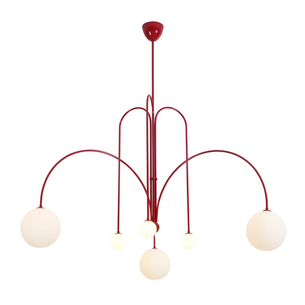 Modern Glass Chandelier – Six-Head Curved Arm