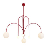 Modern Glass Chandelier – Six-Head Curved Arm