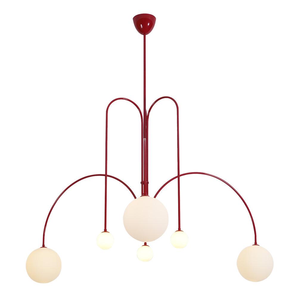 Modern Glass Chandelier – Six-Head Curved Arm