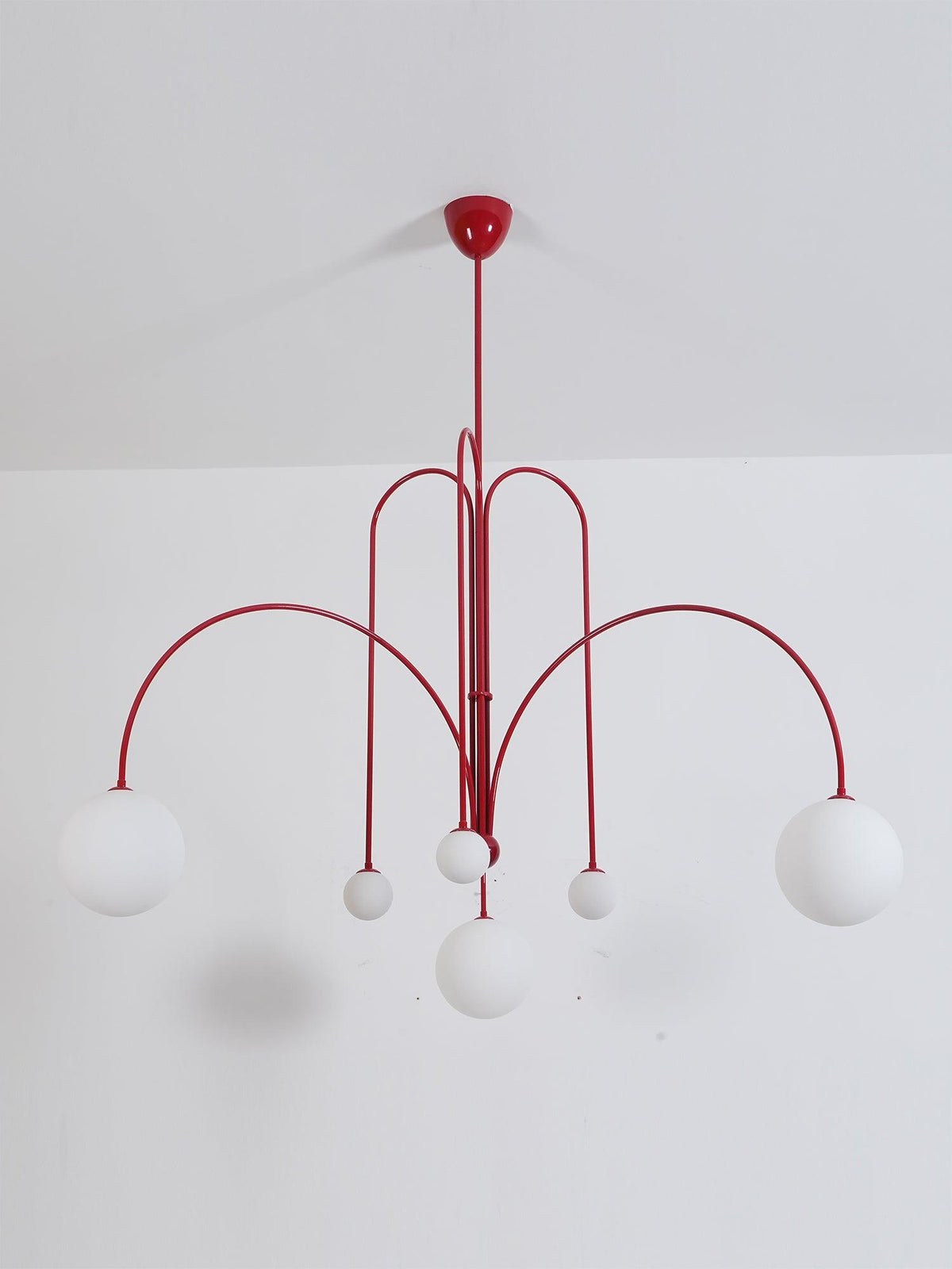 Modern Glass Chandelier – Six-Head Curved Arm