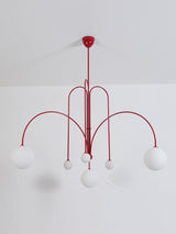 Modern Glass Chandelier – Six-Head Curved Arm