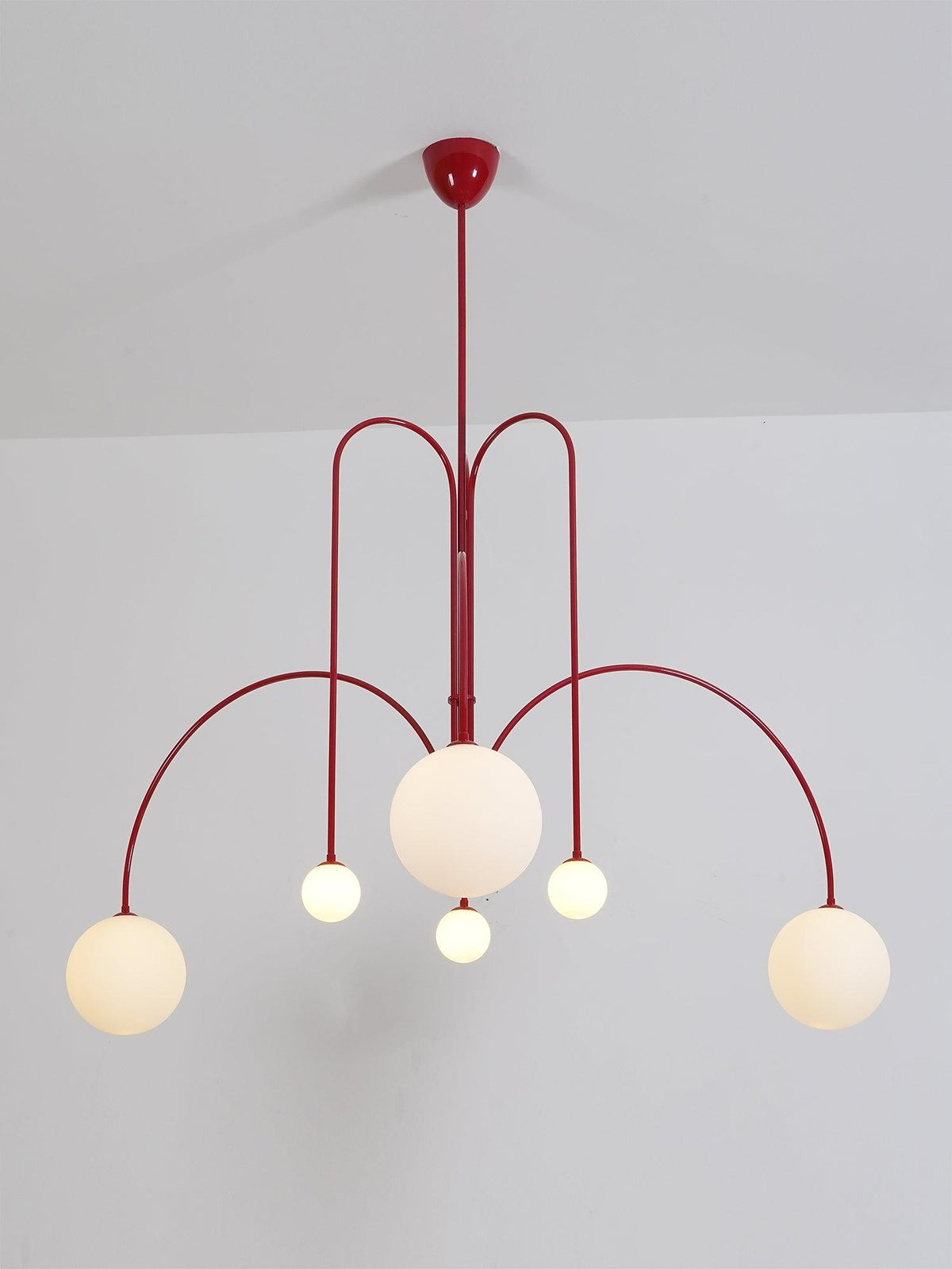 Modern Glass Chandelier – Six-Head Curved Arm