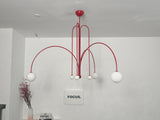 Modern Glass Chandelier – Six-Head Curved Arm