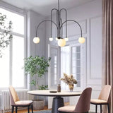 Modern Glass Chandelier – Six-Head Curved Arm