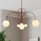Modern Glass Chandelier – Six-Head Curved Arm