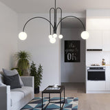 Modern Glass Chandelier – Six-Head Curved Arm