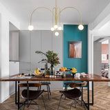 Modern Glass Chandelier – Six-Head Curved Arm