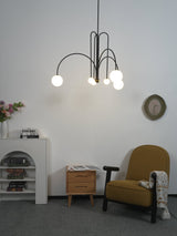 Modern Glass Chandelier – Six-Head Curved Arm