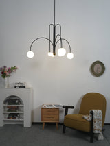 Modern Glass Chandelier – Six-Head Curved Arm