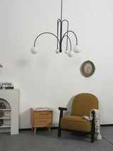 Modern Glass Chandelier – Six-Head Curved Arm