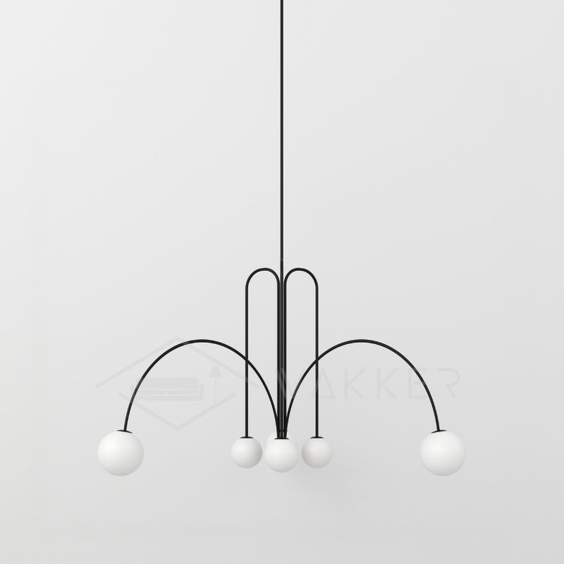 Modern Glass Chandelier – Six-Head Curved Arm