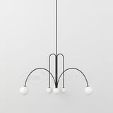 Modern Glass Chandelier – Six-Head Curved Arm