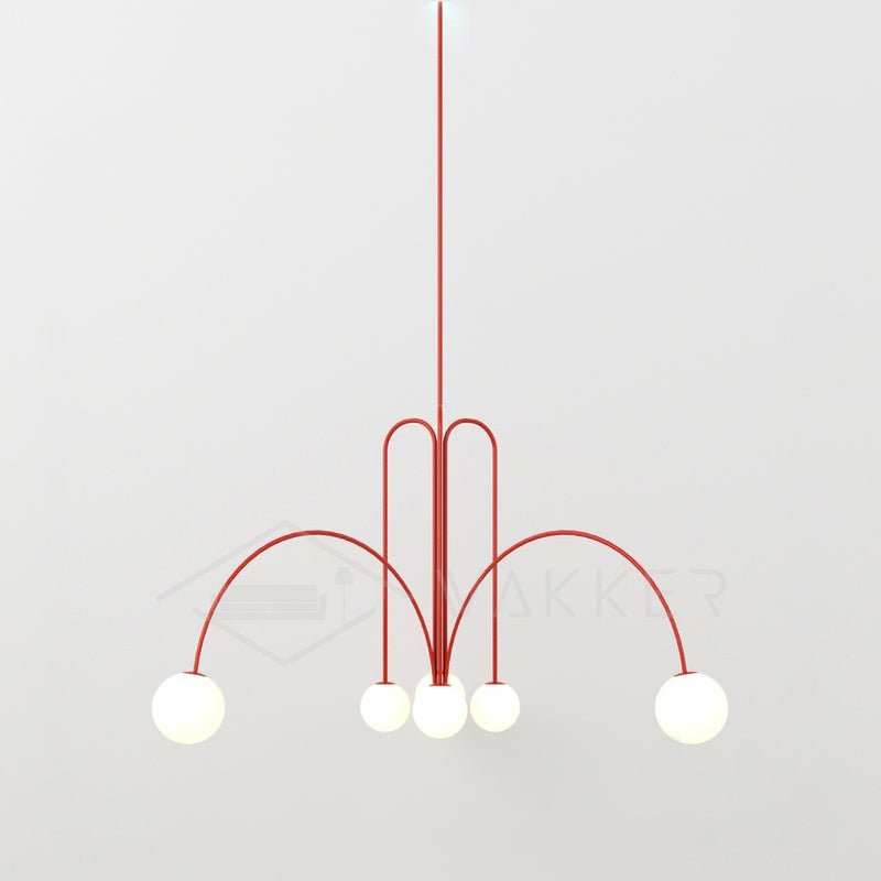 Modern Glass Chandelier – Six-Head Curved Arm