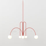 Modern Glass Chandelier – Six-Head Curved Arm