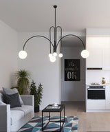 Modern Glass Chandelier – Six-Head Curved Arm