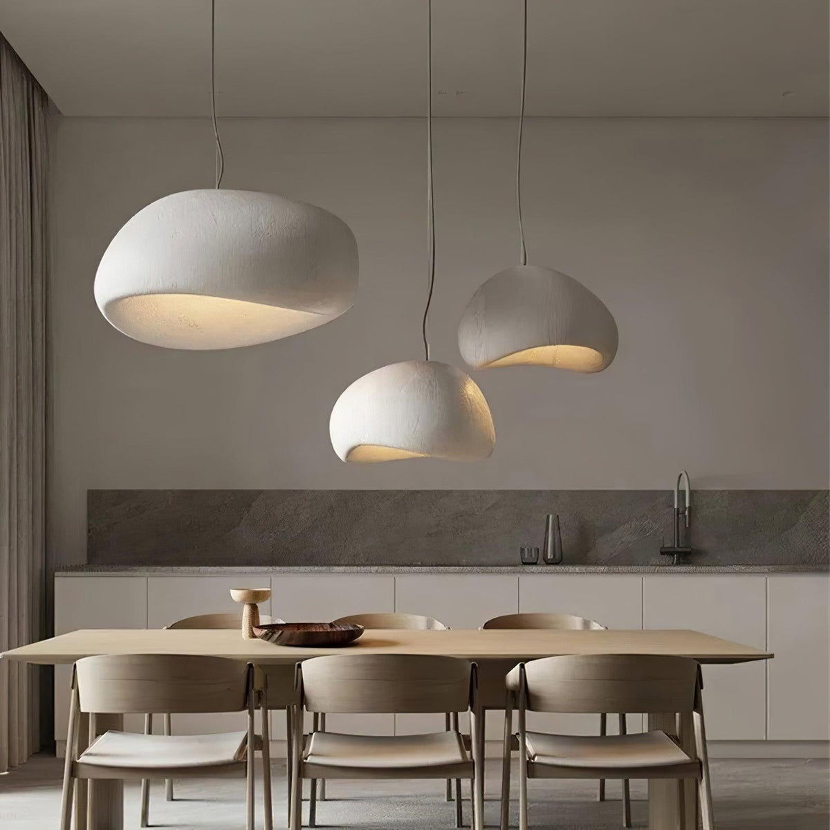 Minimalist White Dome Pendant Light – Moon Shade