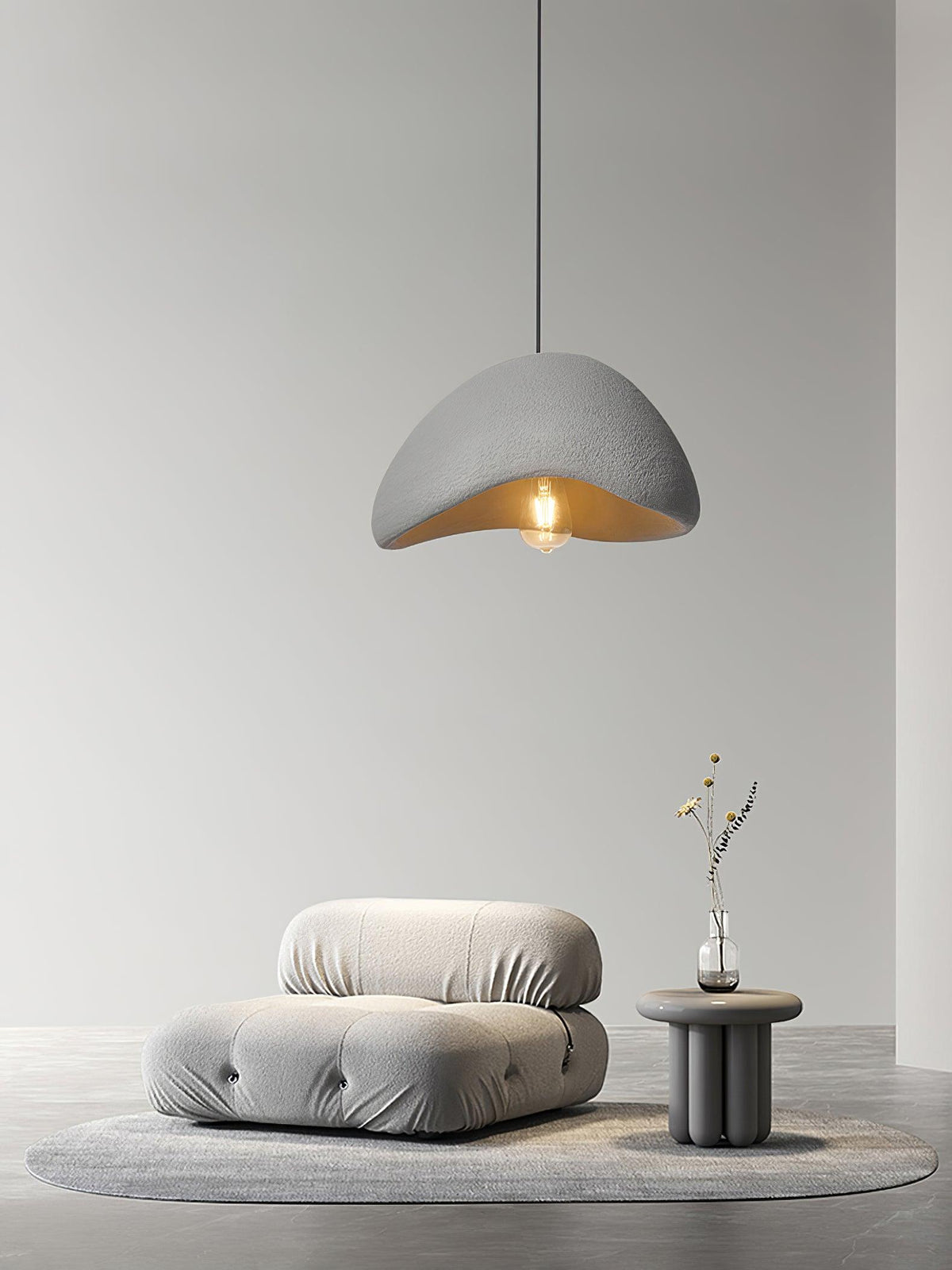 Minimalist White Dome Pendant Light – Moon Shade