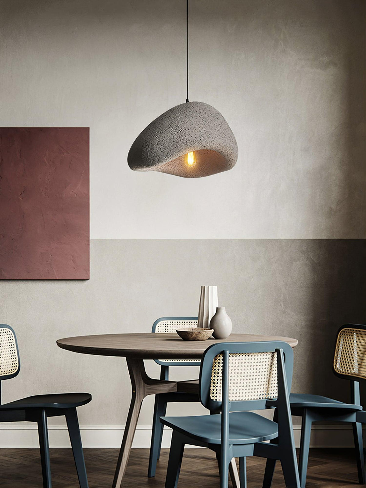 Minimalist White Dome Pendant Light – Moon Shade