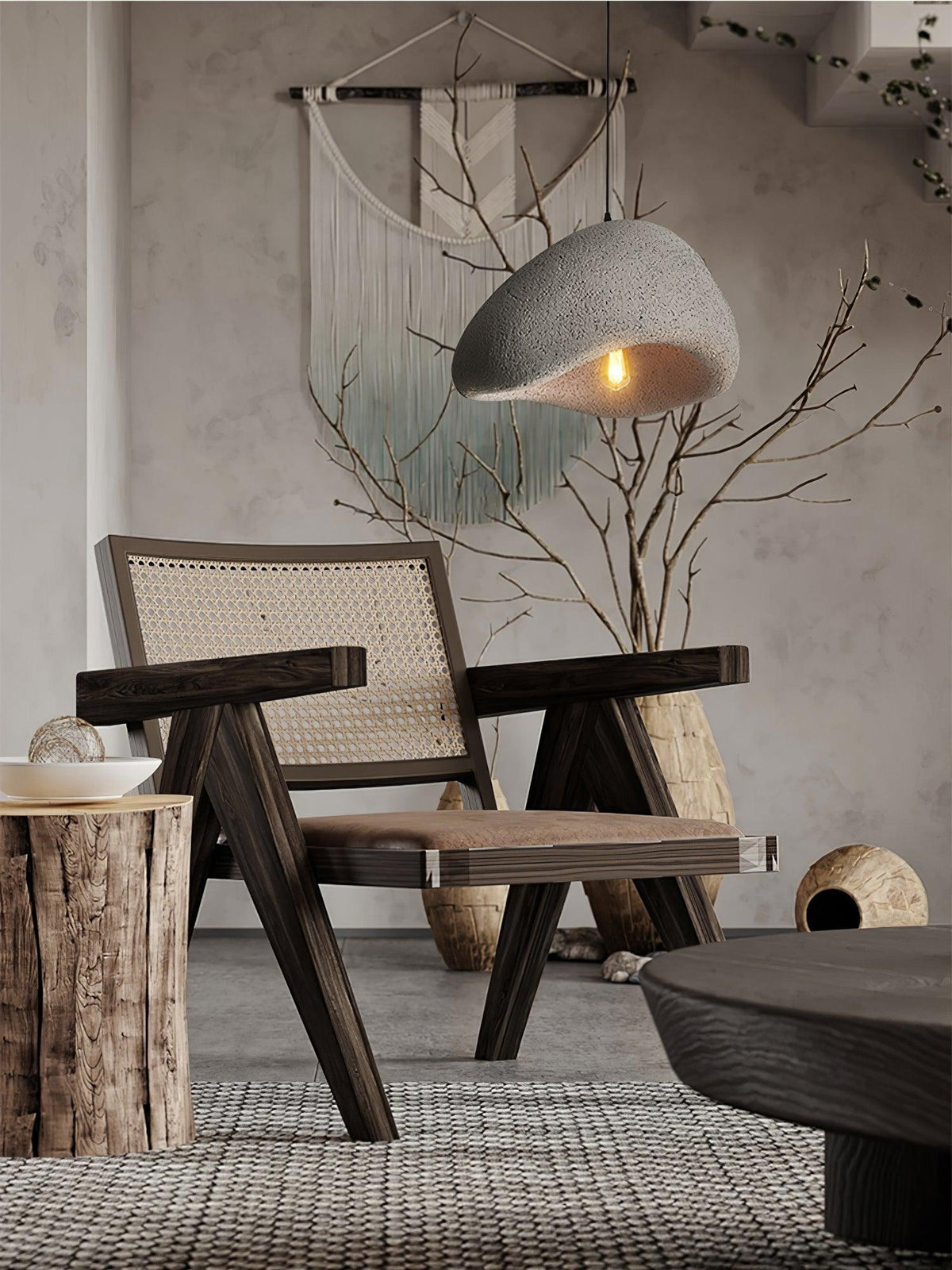 Minimalist White Dome Pendant Light – Moon Shade