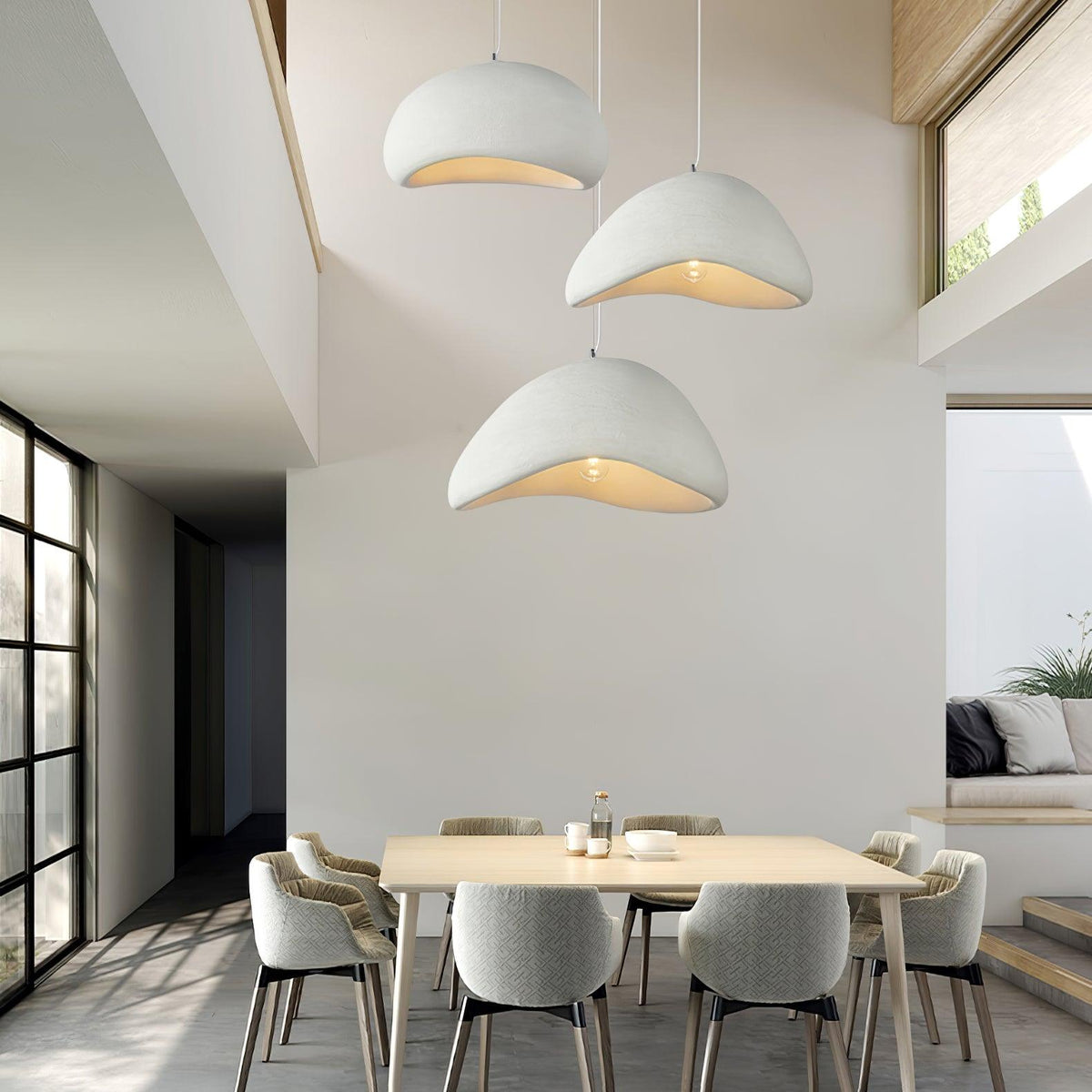 Minimalist White Dome Pendant Light – Moon Shade