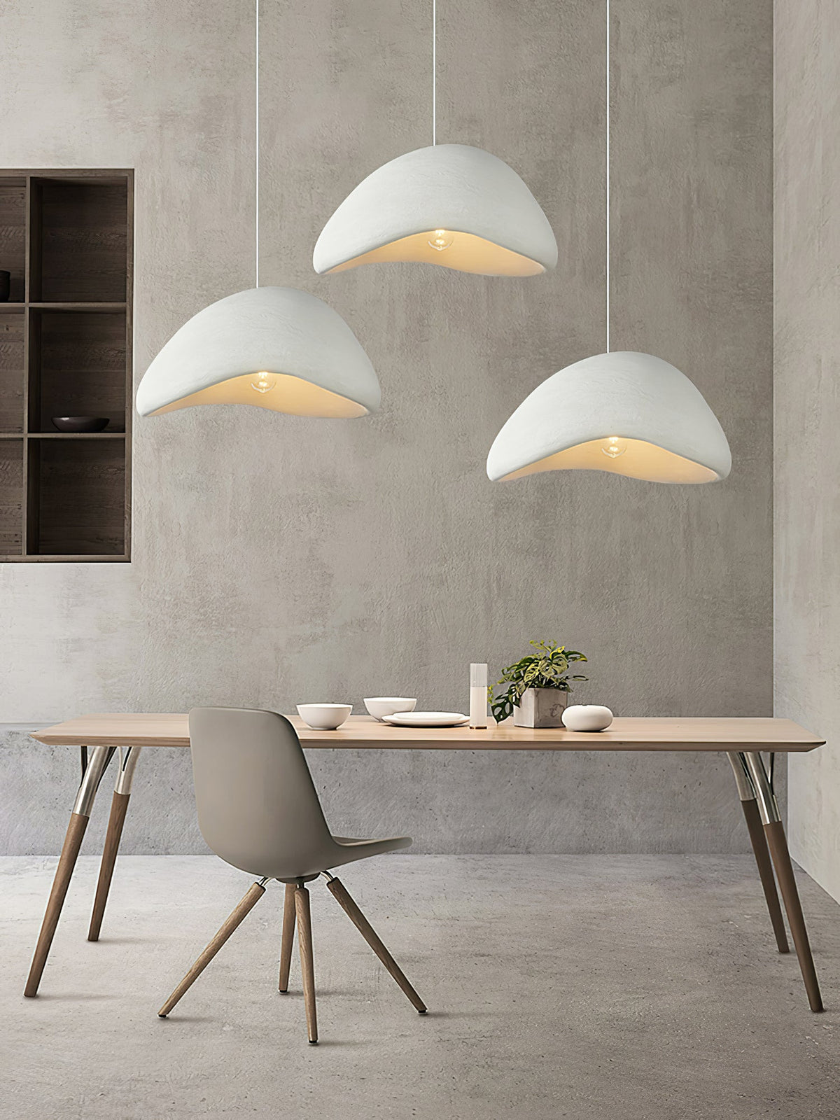 Minimalist White Dome Pendant Light – Moon Shade