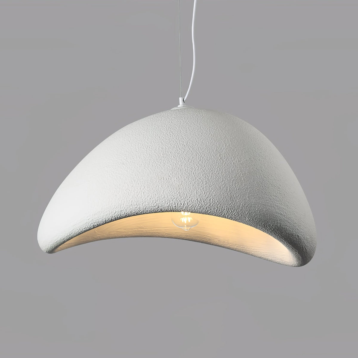 Minimalist White Dome Pendant Light – Moon Shade