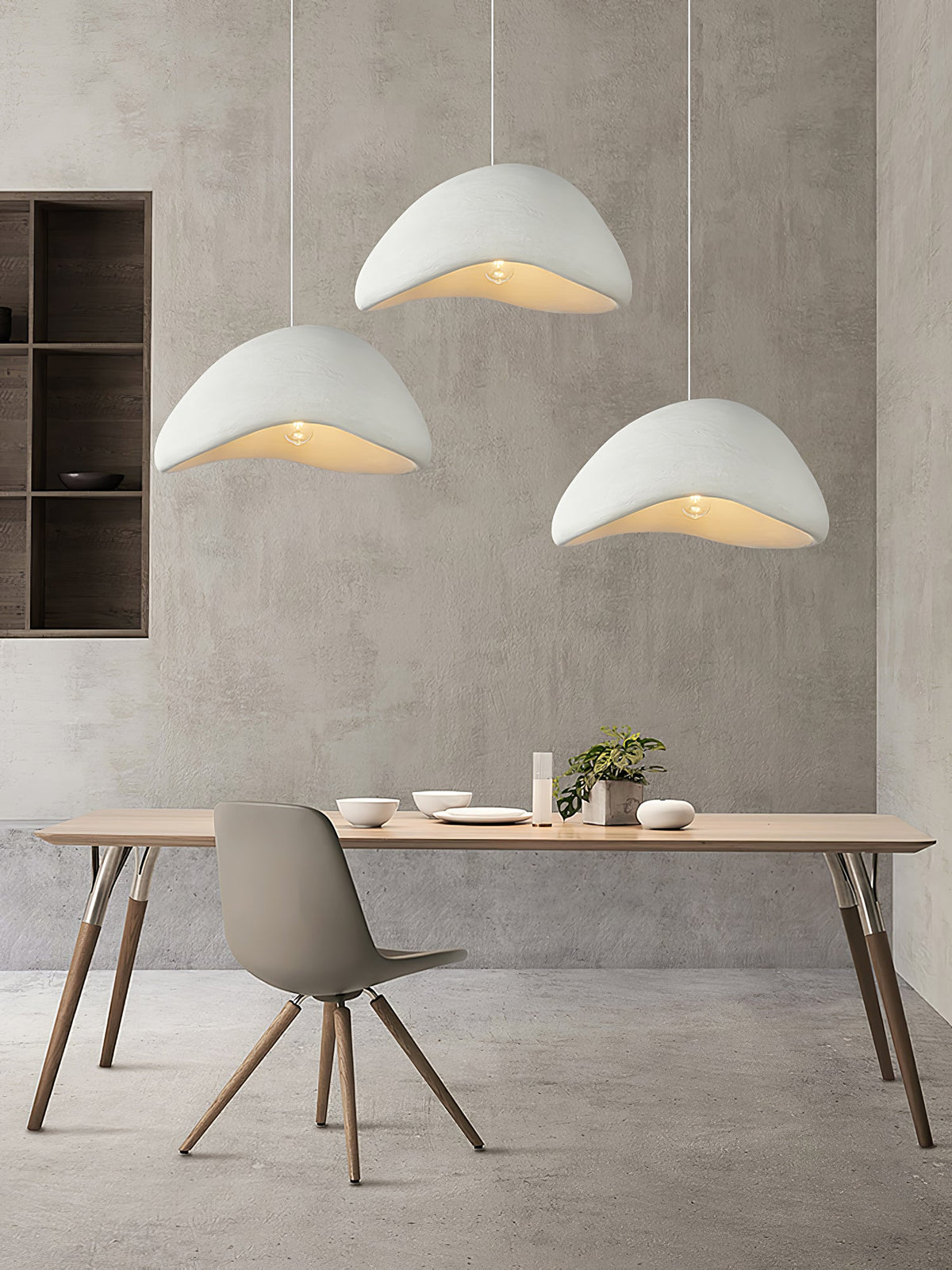 Minimalist White Dome Pendant Light – Moon Shade