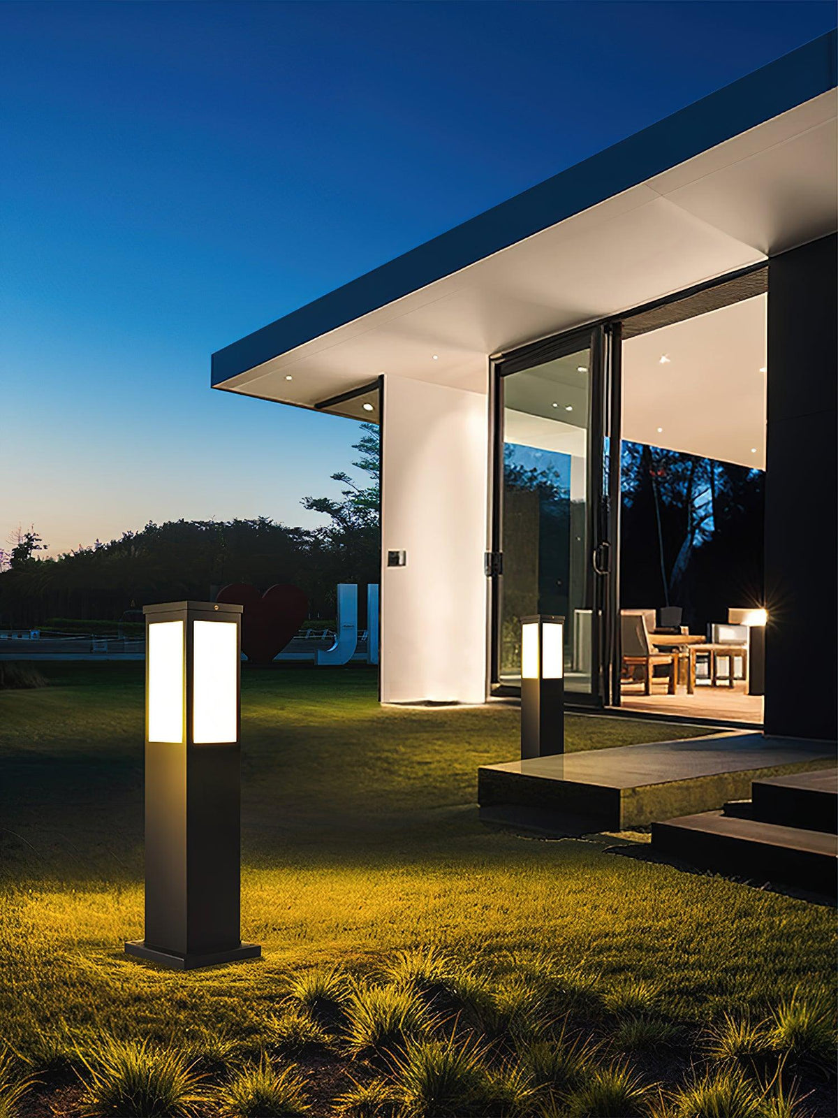 Black Solar Bollard Light – Column Path Light for Driveway
