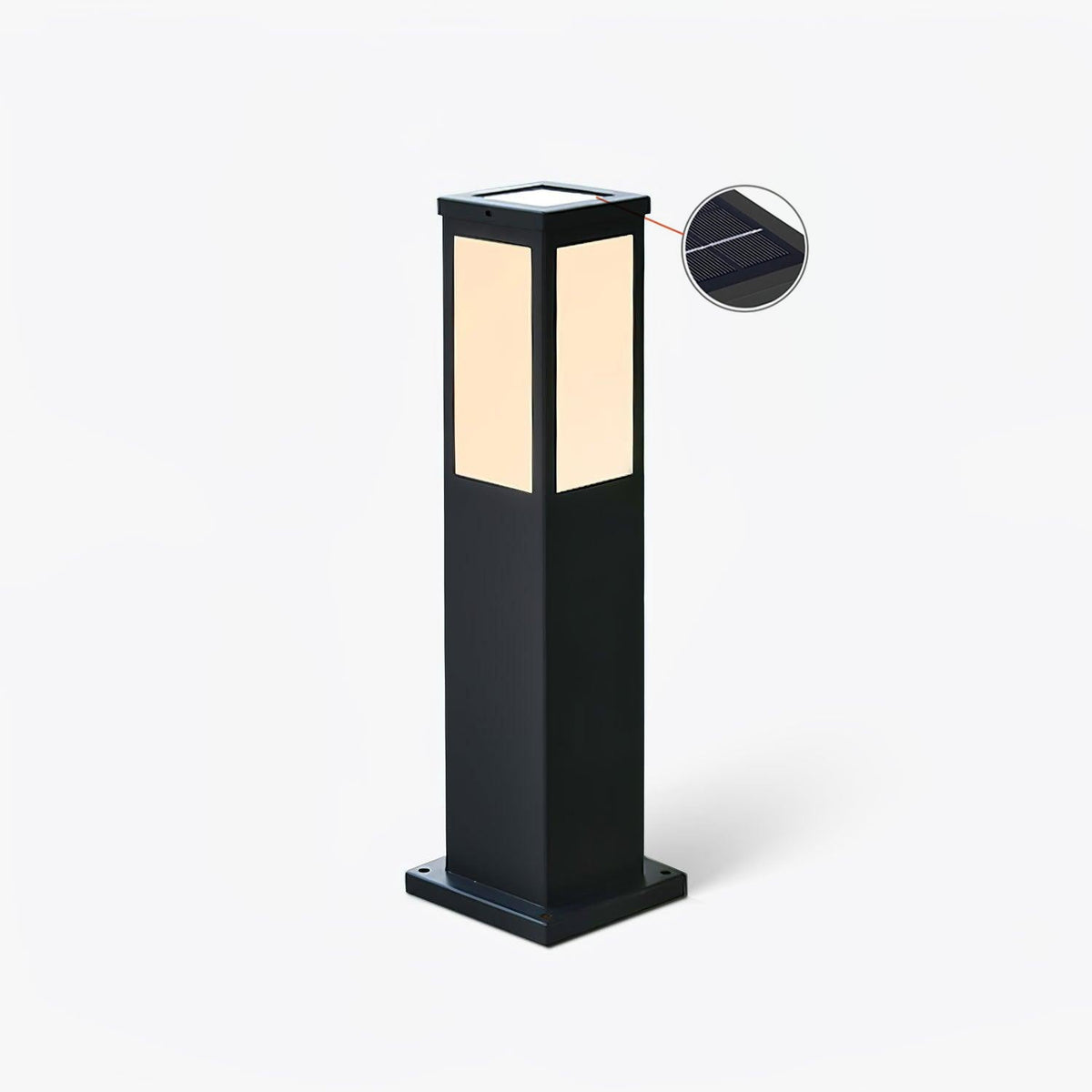 Black Solar Bollard Light – Column Path Light for Driveway
