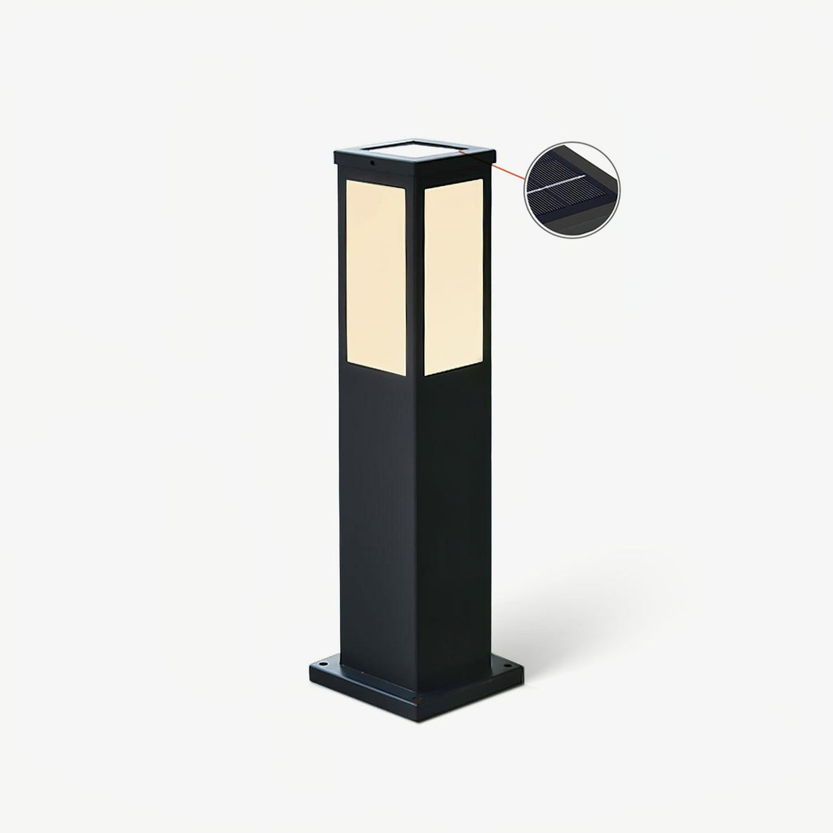 Black Solar Bollard Light – Column Path Light for Driveway