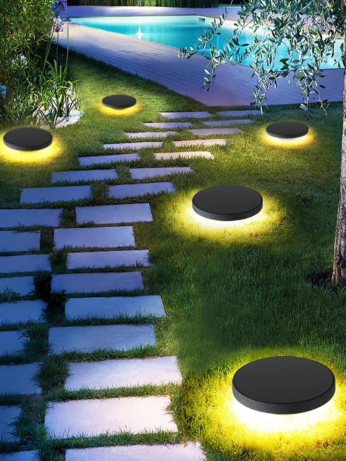 Black Solar Disc Light – Lawn Spike Light for Garden