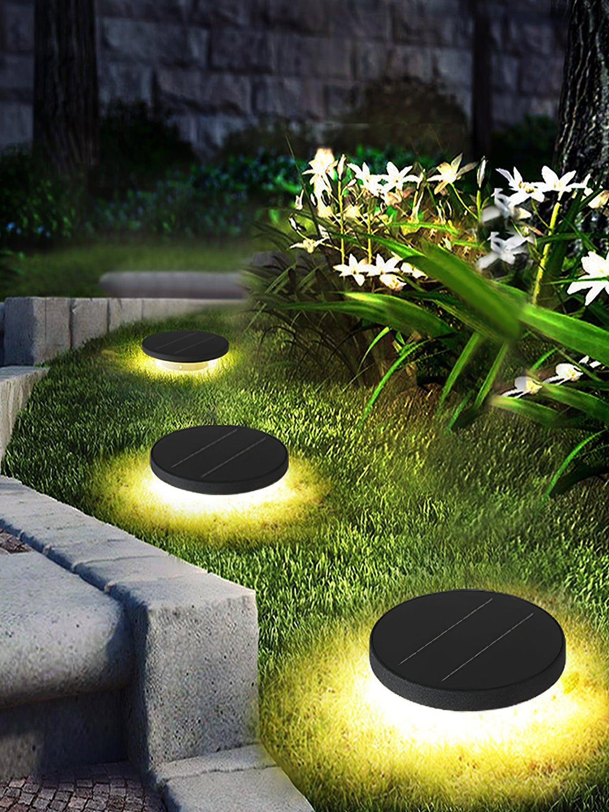 Black Solar Disc Light – Lawn Spike Light for Garden