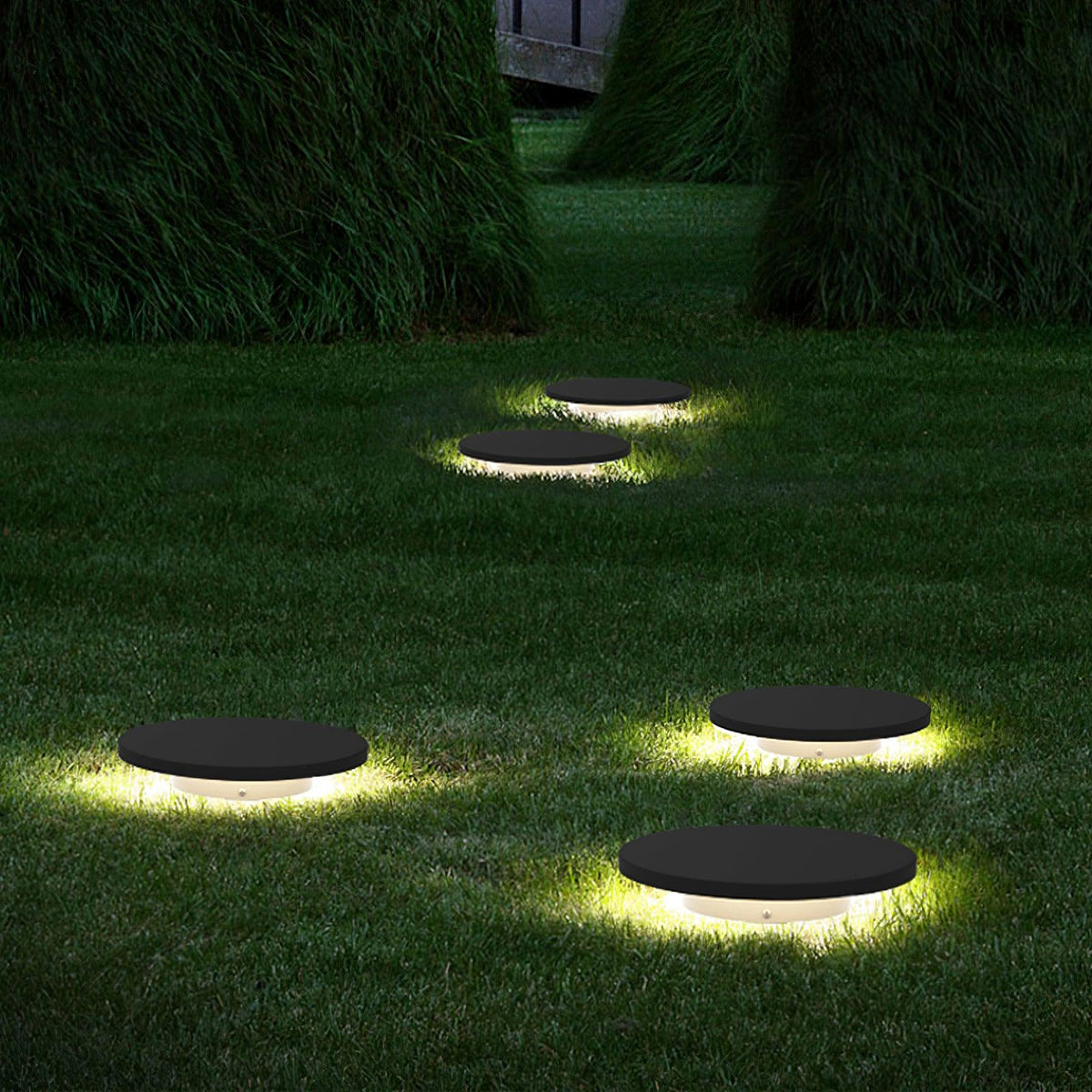 Black Solar Disc Light – Lawn Spike Light for Garden
