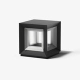 Modern Black Cube Post Light – Solar Pillar Light for Yard