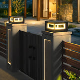 Modern Black Cube Post Light – Solar Pillar Light for Yard