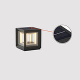 Modern Black Cube Post Light – Solar Pillar Light for Yard